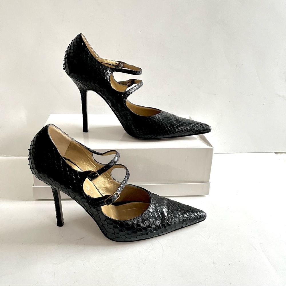Givenchy Black Python Mary Jane Heels - image 4